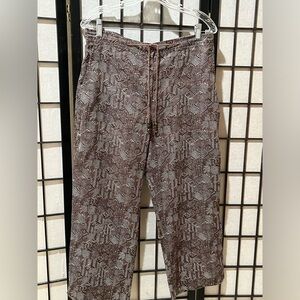 Jones New York COUNTRY Brown & Cream Geometric Linen Pants women SIZE 12